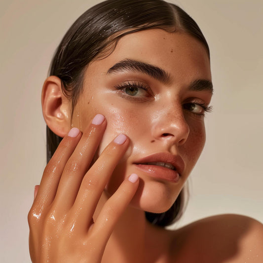 woman touching her face after applying sauna oils